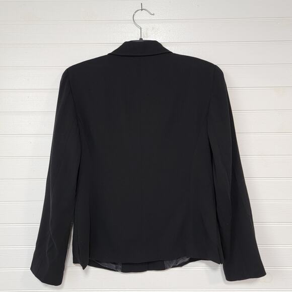 Lafayette 148 Wool Blazer Size 10P Petite Classic Black Jacket Made in NYC USA - Picture 2 of 10